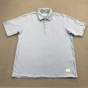 Rag & Bone Polo‎ Shirt Men's XL Blue Loopback Short Sleeve Preppy Casual Luxury